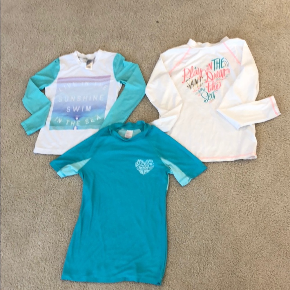 3 swim shirts size 14/16 girl swim beach shirts